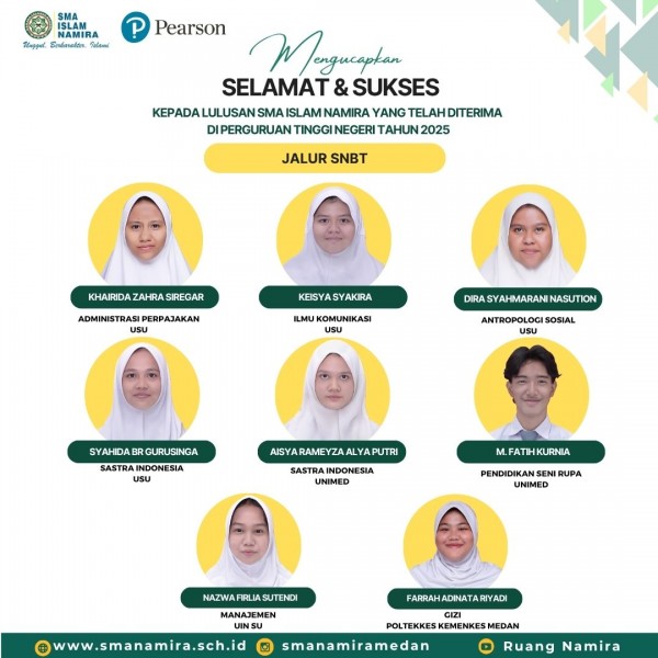 7 SISWA SMA NAMIRA DITERIMA DI PTN MELALUI JALUR SNBT