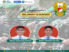 2 orang Lulusan SMA ISlam Namira Lulus Menjadi Bintara TNI AD